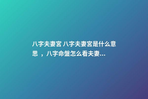 八字夫妻宮 八字夫妻宮是什么意思，八字命盤怎么看夫妻宮